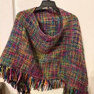 Colorful Woven Shawl with Fringe